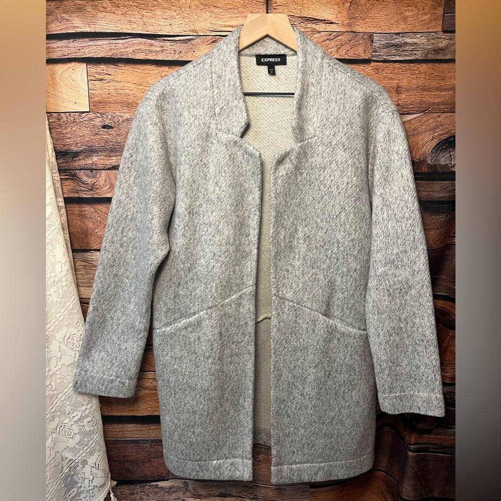Express Light Gray Textured Lightweight Open Jack… - image 1